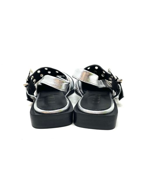 Slingback donna argento con doppia fibbia IL LACCIO | KBAS3LAMINATOARGENTO